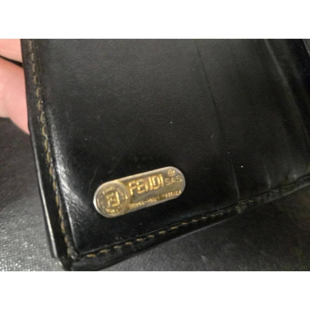 Fendi Bifold Vintage Wallet Brown Leather Canvas Zucca Made in Italy